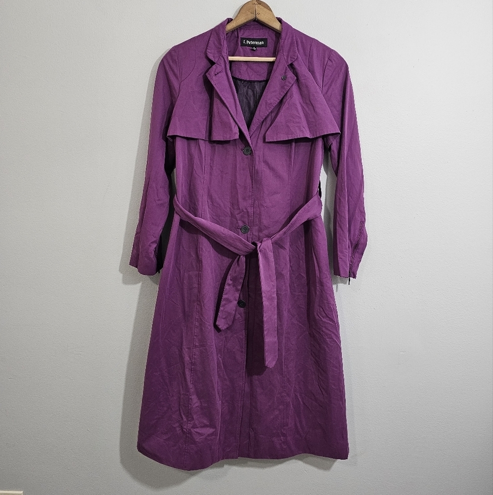 J. Peterman Solid Purple Trench Coat - image 1